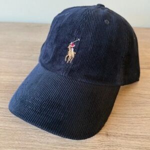 NWT Polo Ralph Lauren Corduroy Pony Baseball Golf Cap Adjustable Strap Navy